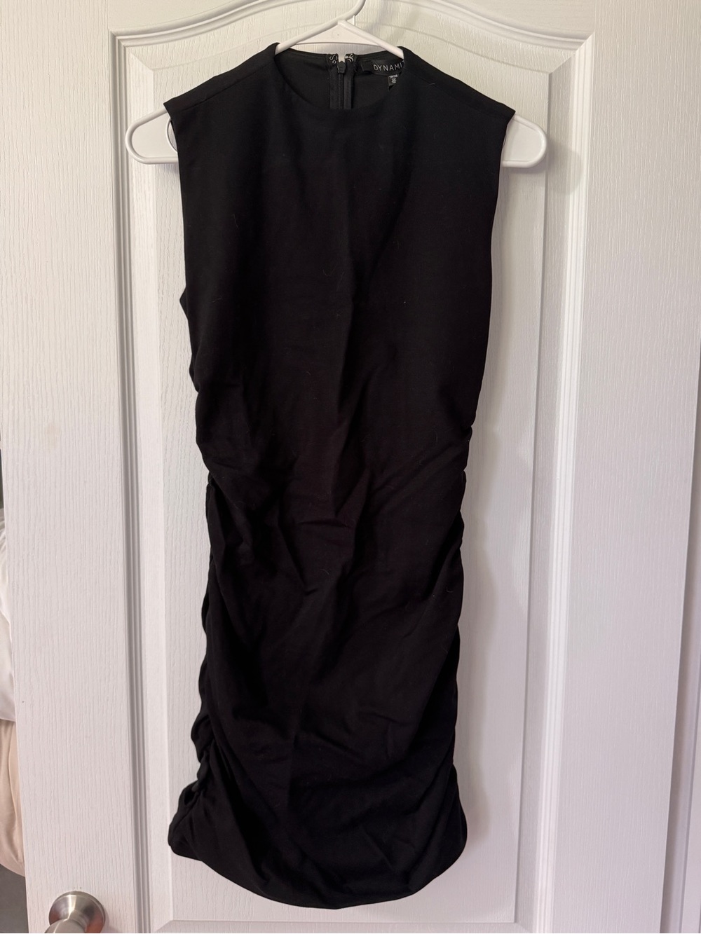 Dynamite Black Sleeveless Ruched Sheath Dress